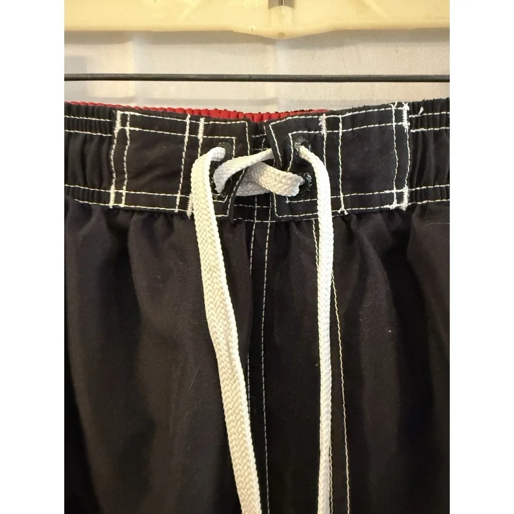 Speedo Mens L Board Short‎ Swim Trunks Black Red Mesh Lined Pockets Surf